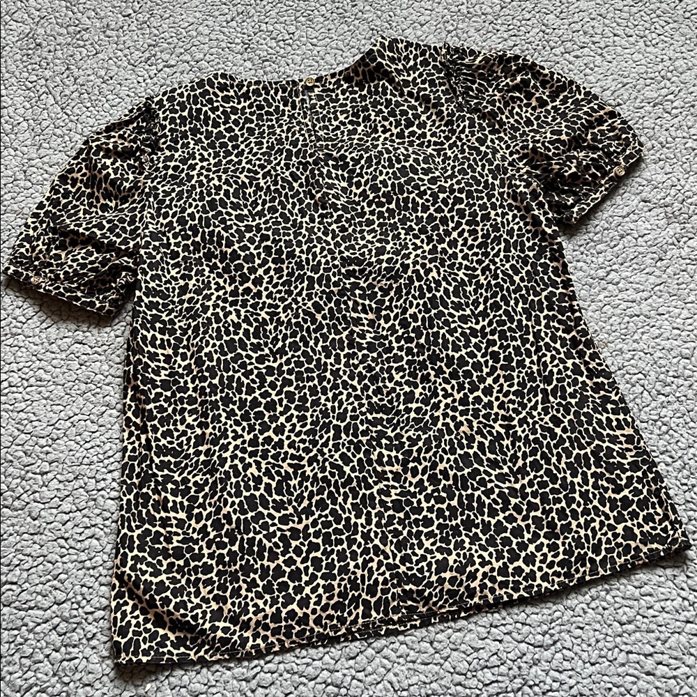 J. Crew J6080 Short Sleeve Puff Sleeve Leopard Print Top - Picture 9 of 11